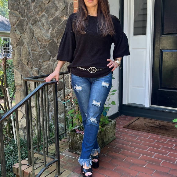 07 Boho Balloons long Sleeves Relax Fit Sweaters Top - Picture 4 of 8